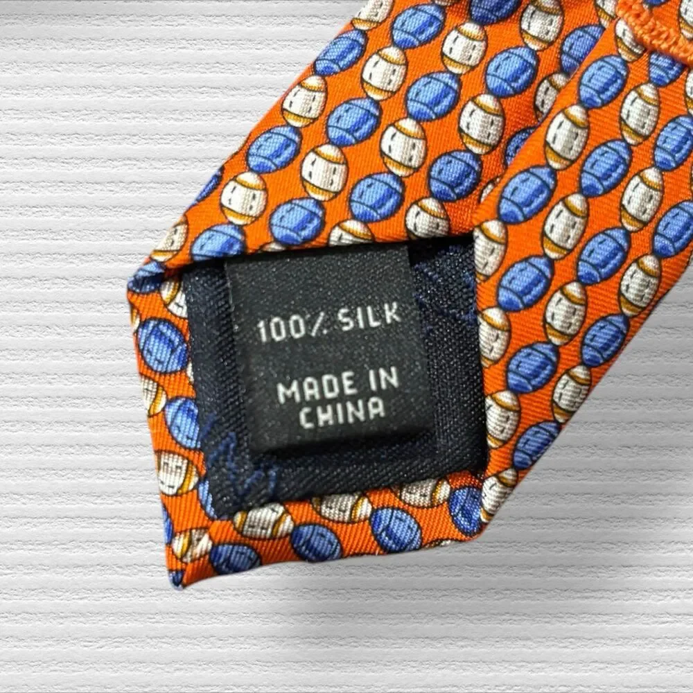 Jos. A. Bank Tie Blue and Orange Football Geometric